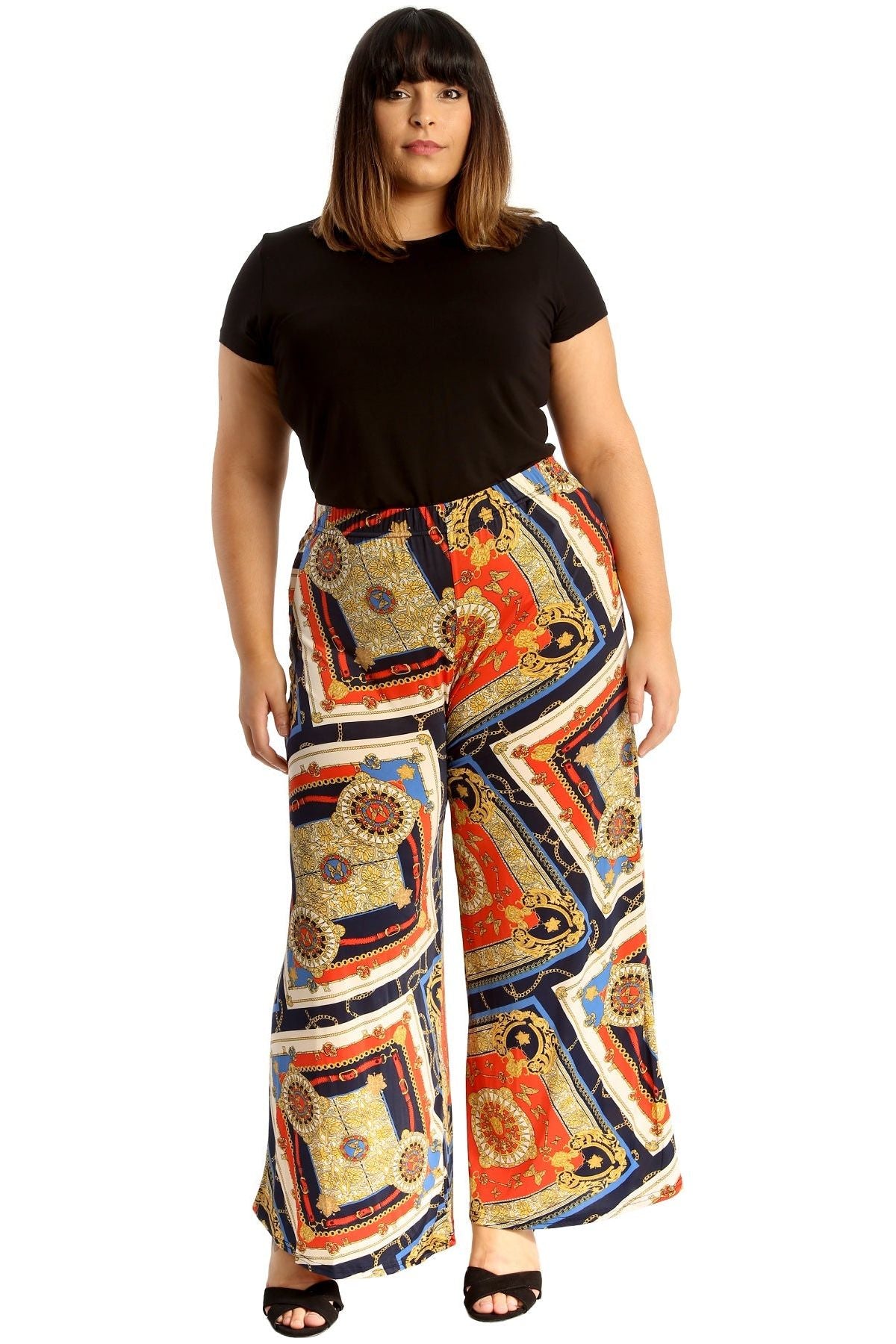 Plus Size Baroque Paisley Print Palazzo Trouser Palazzo WearAll