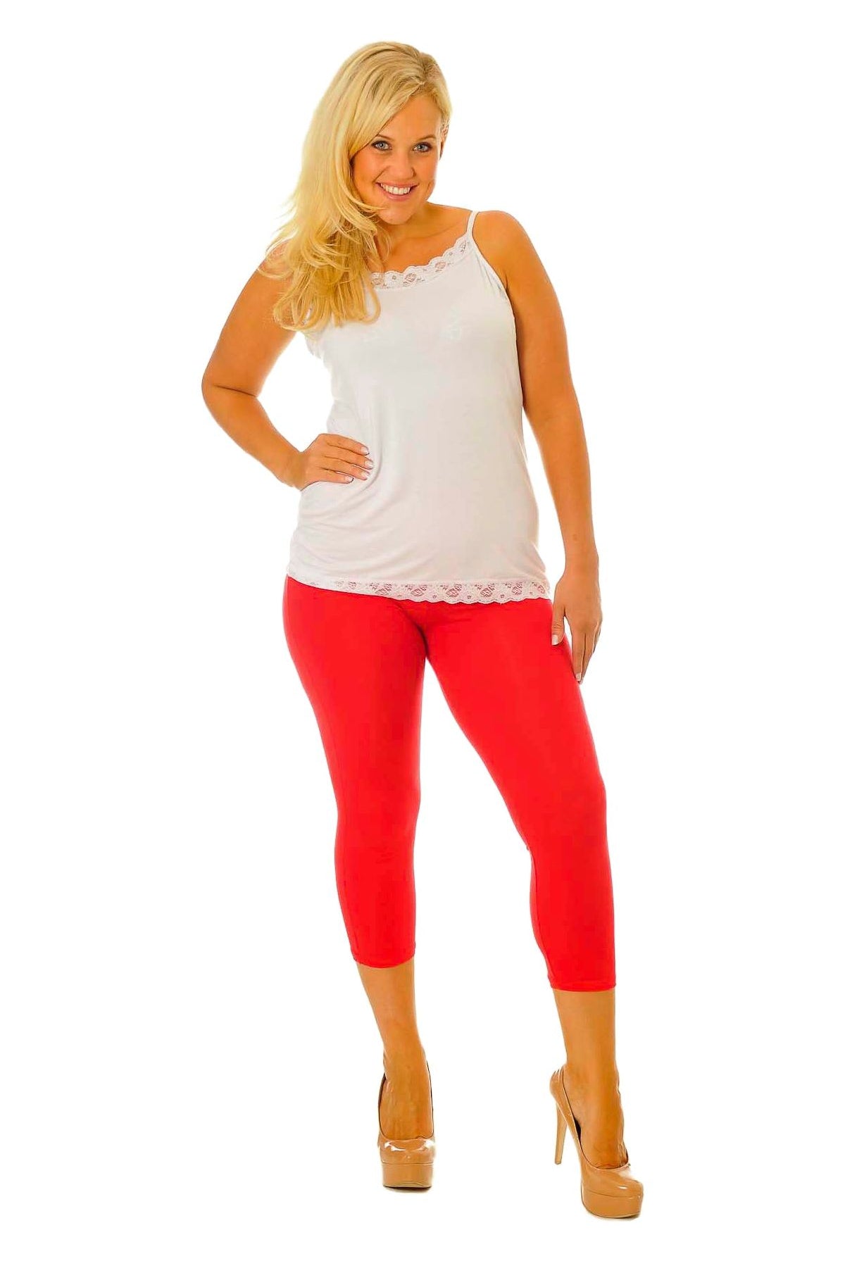 Plus Size 3/4 Length Cropped Leggings Leggings WearAll
