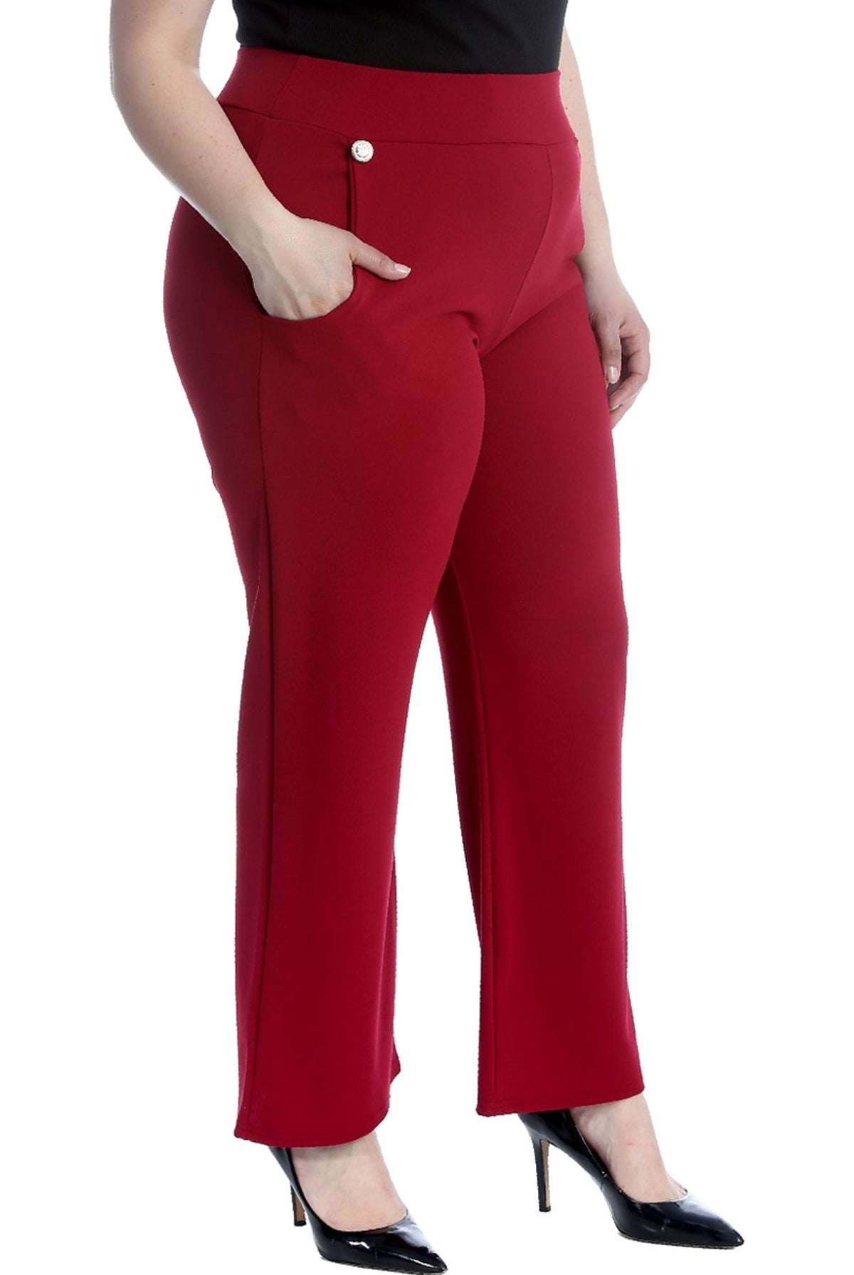 Plus Button Embellished Pocket Palazzo Trousers Trousers WearAll
