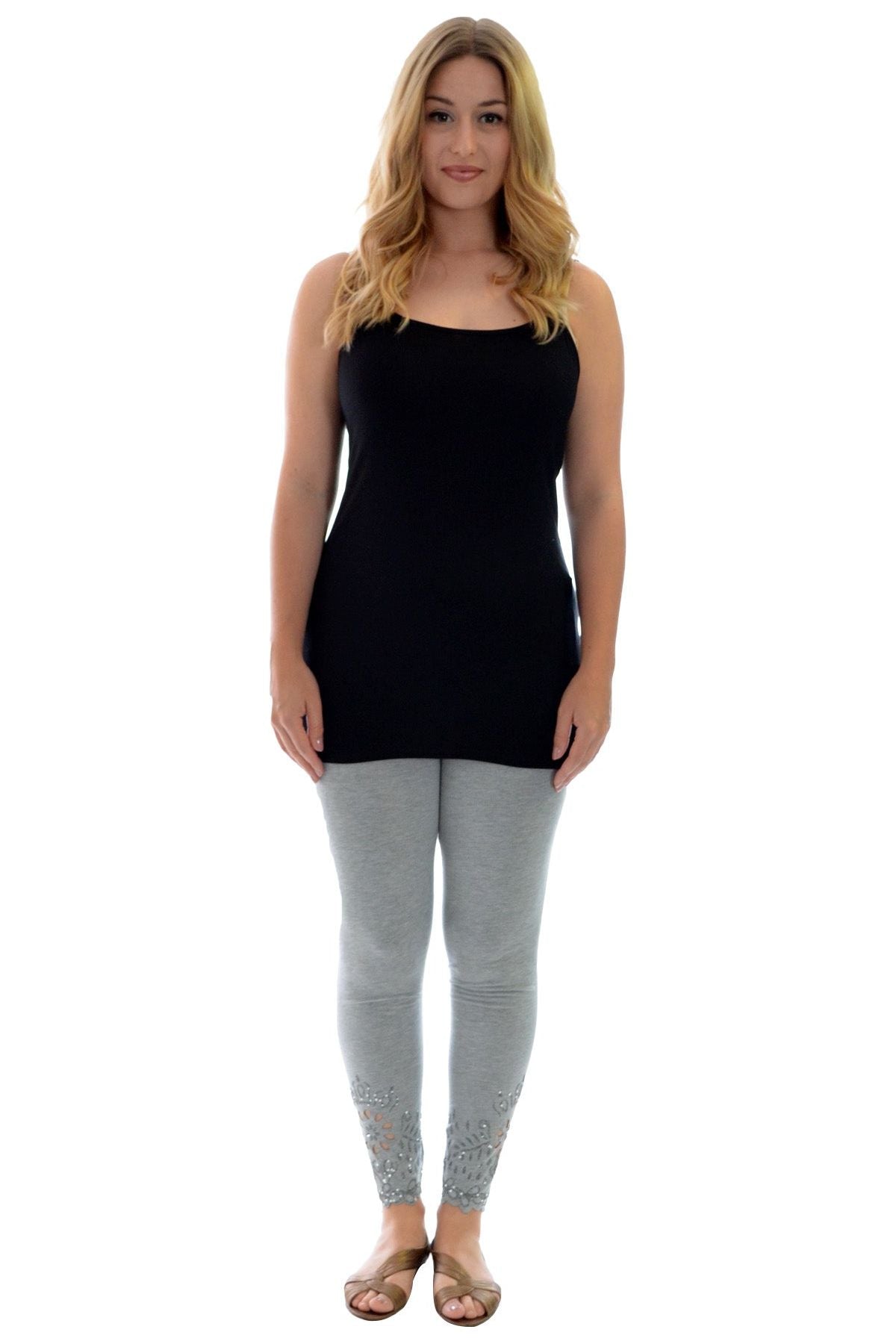 Sequin Scallop Beaded Flower Petal Leggings Leggings WearAll