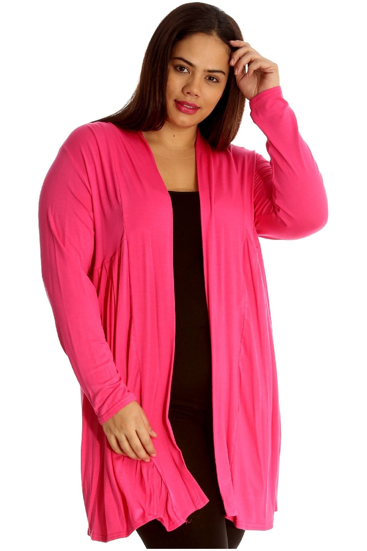 Lace Back Open Pleated Cardigan Maxi Cardigan WearAll