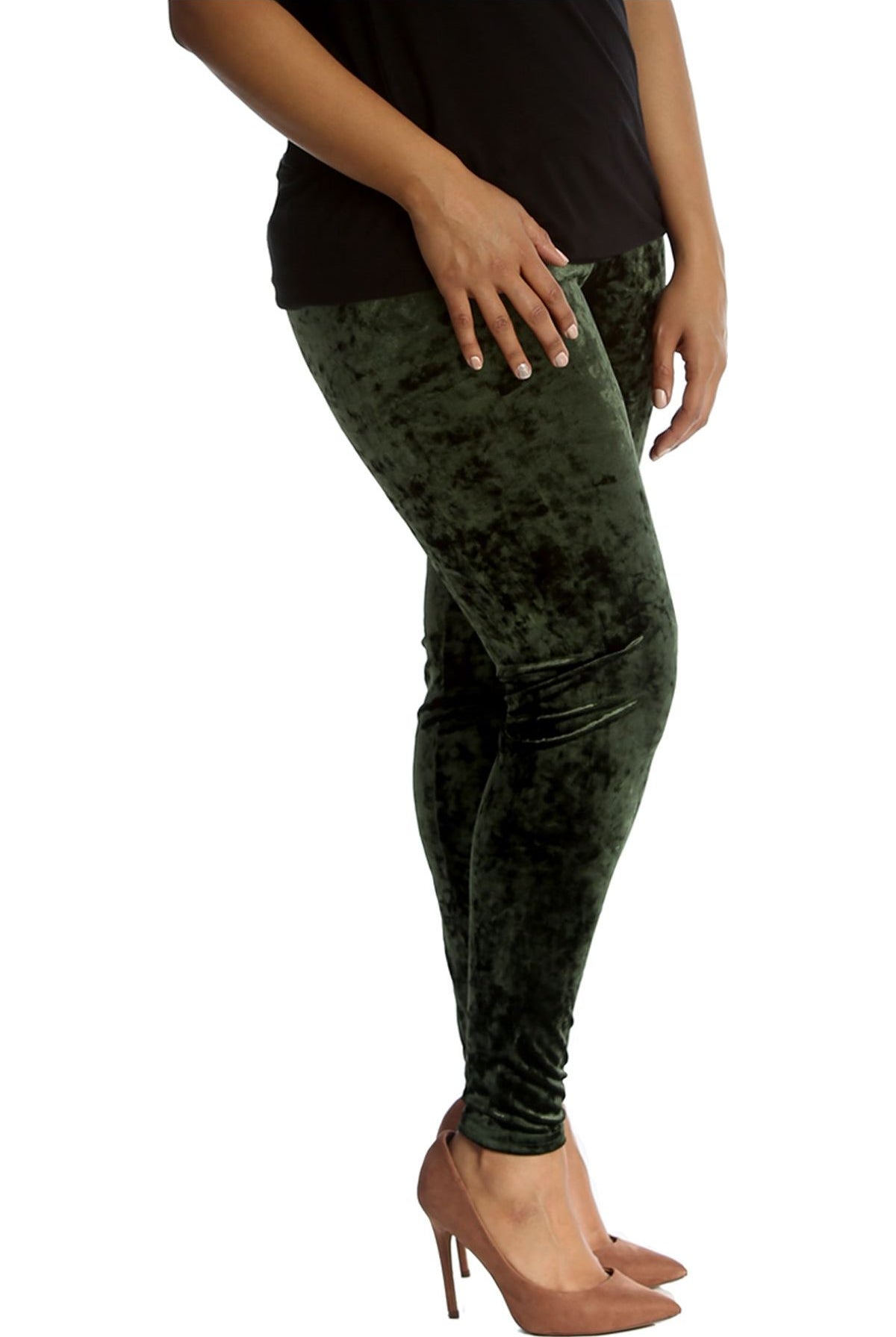 Full Length Crushed Velour Velvet Leggings Leggings WearAll