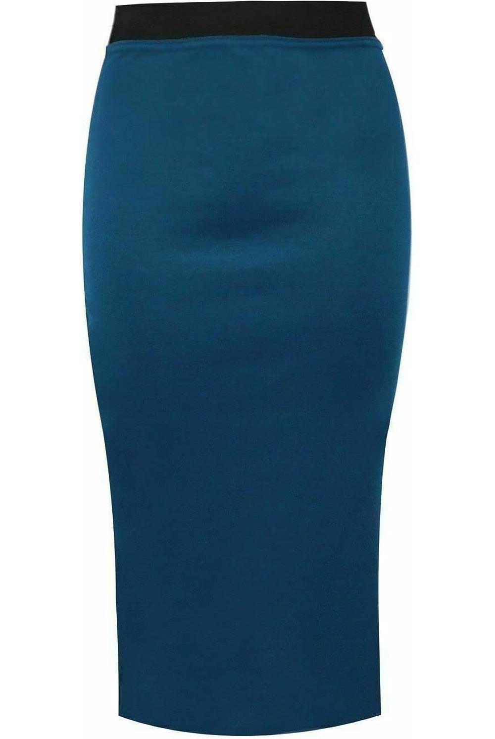 Plus Size Plain Stretch Pencil Midi Skirt