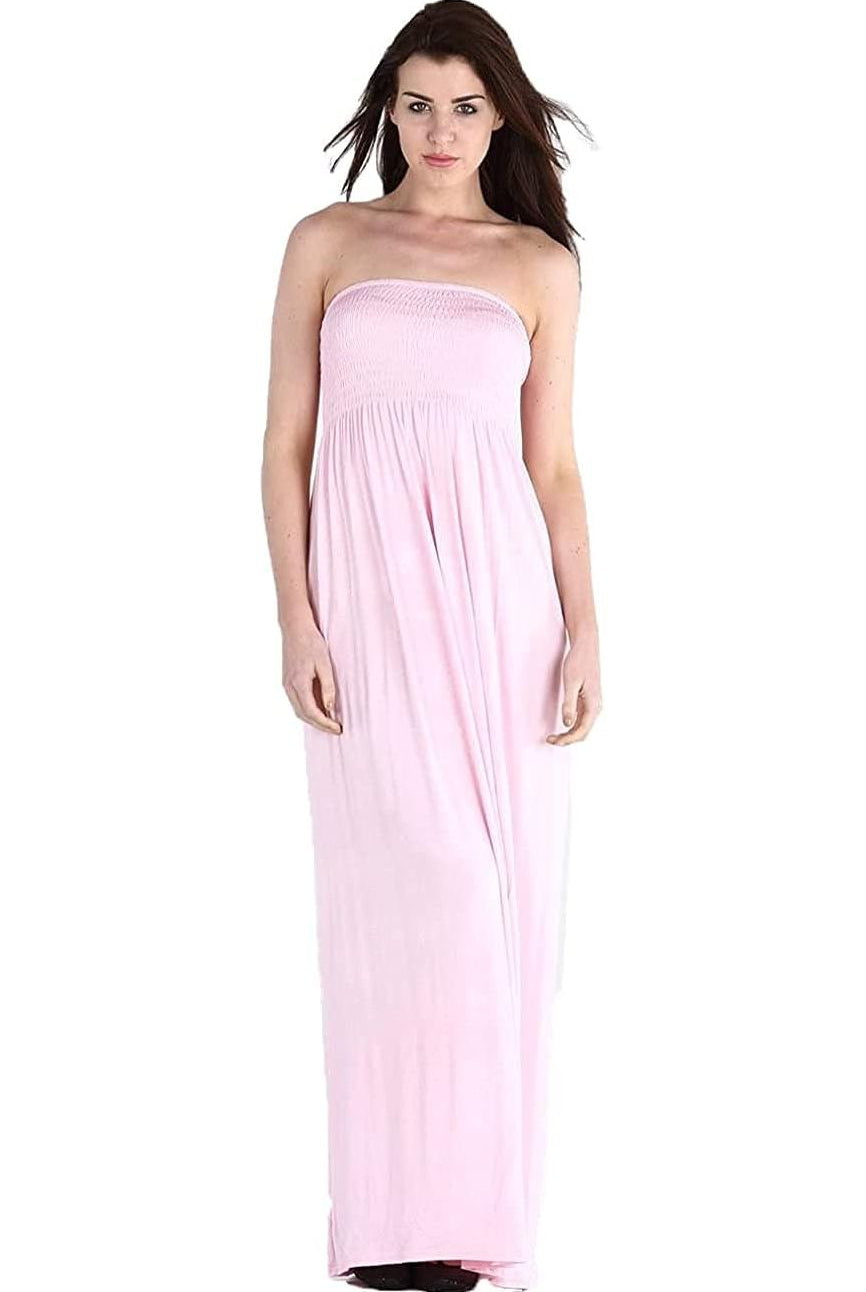 Plus Size Strapless Sheering Maxi Dress Maxi Cardigan WearAll Pink Baby 20-22