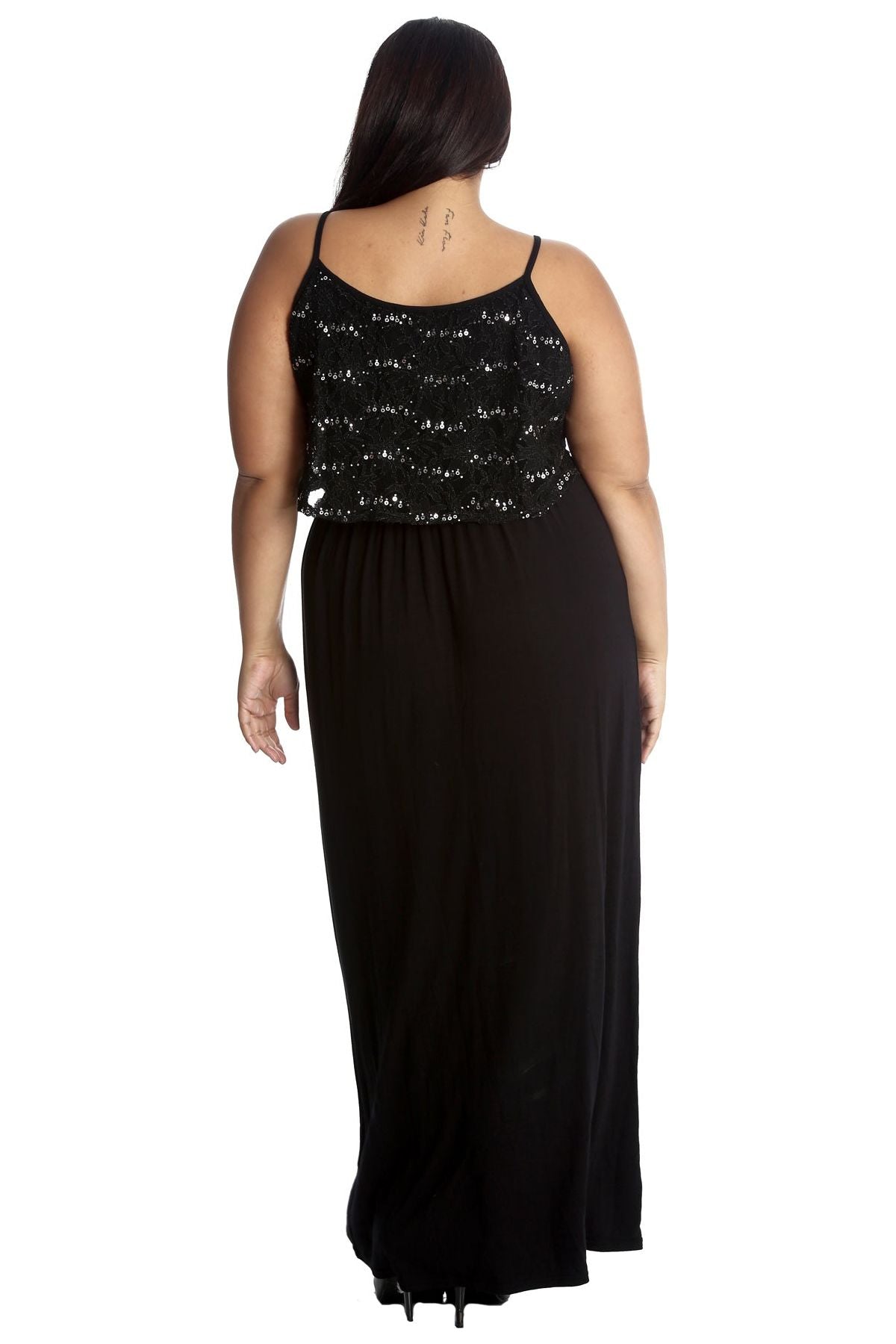 Plus Size Floral Sequin Lace Maxi Dress Dress WearAll