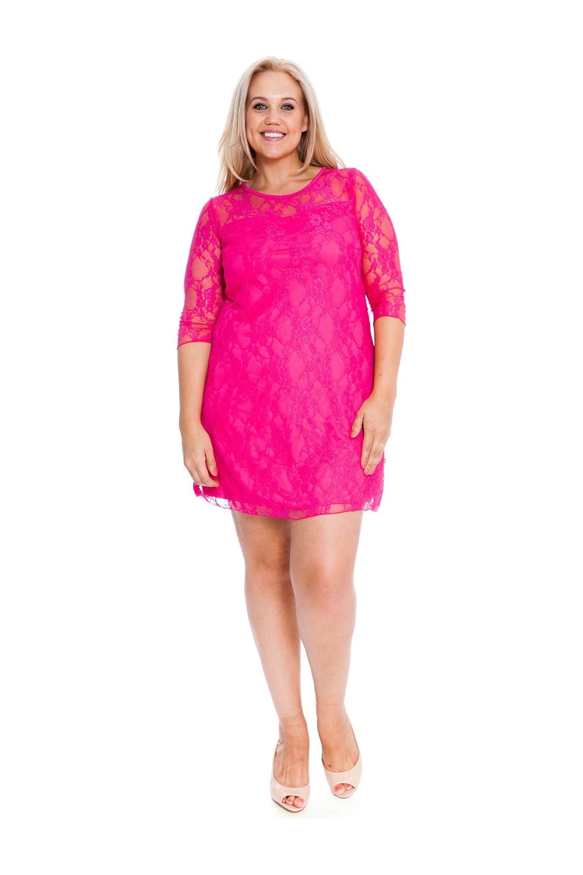 Lace Lined 3/4 Knee Length Dress Dress WearAll