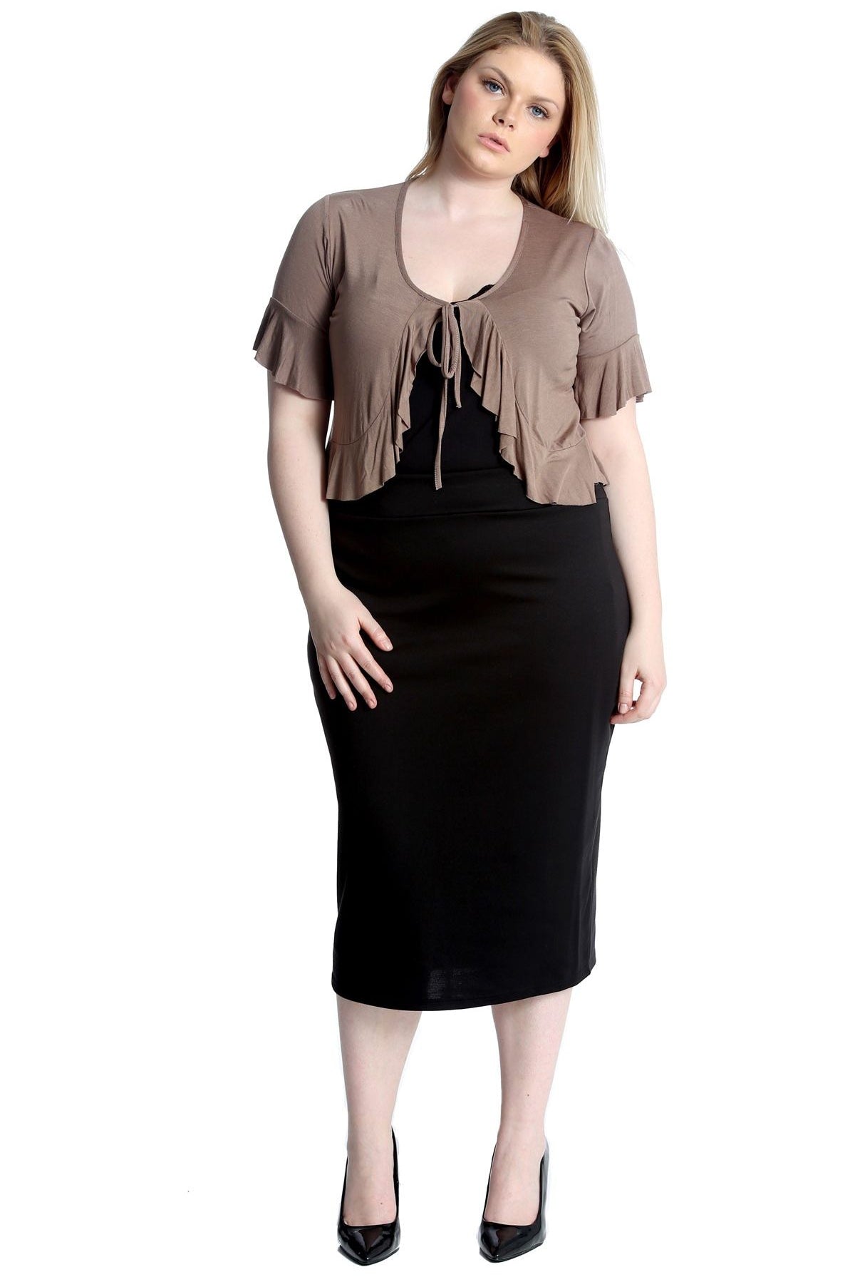 Plus Size Frill Tie Shrug Tops WearAll