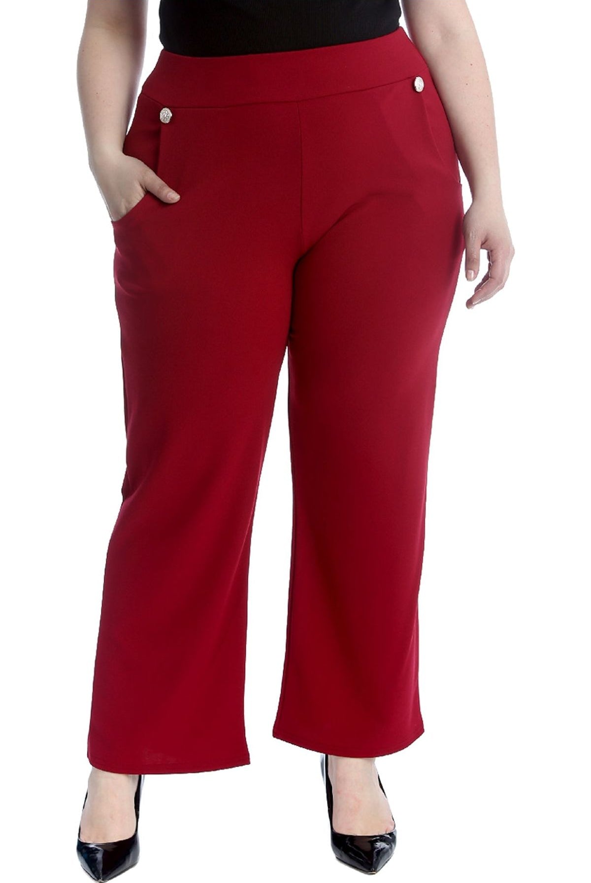 Plus Button Embellished Pocket Palazzo Trousers Trousers WearAll
