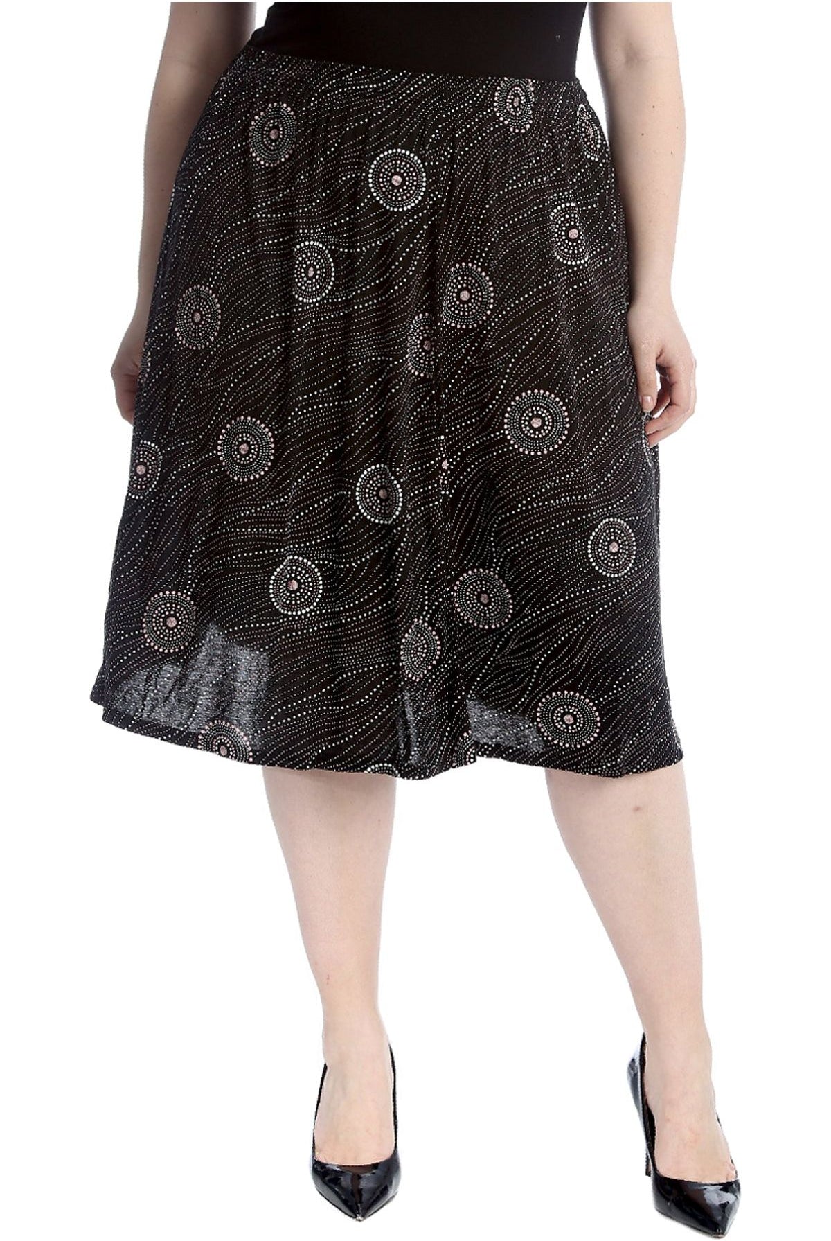 Plus Size Circle Pattern Print Midi Skirt Skirt WearAll