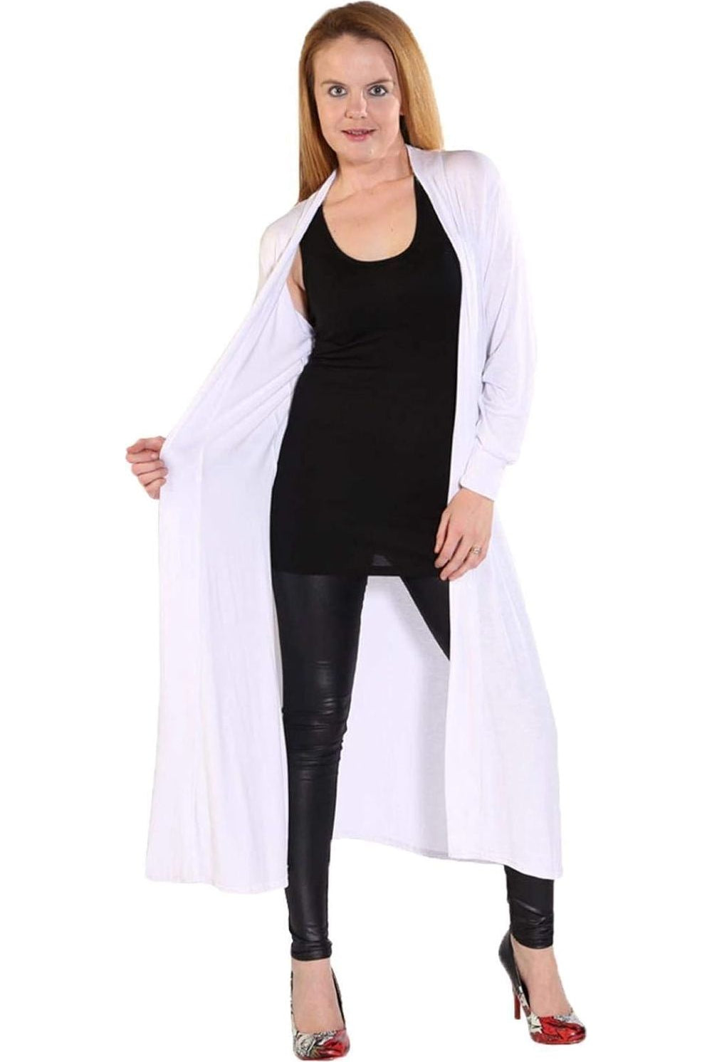 Long Sleeve Maxi Boyfriend Cardigan Maxi Cardigan WearAll White 8-10