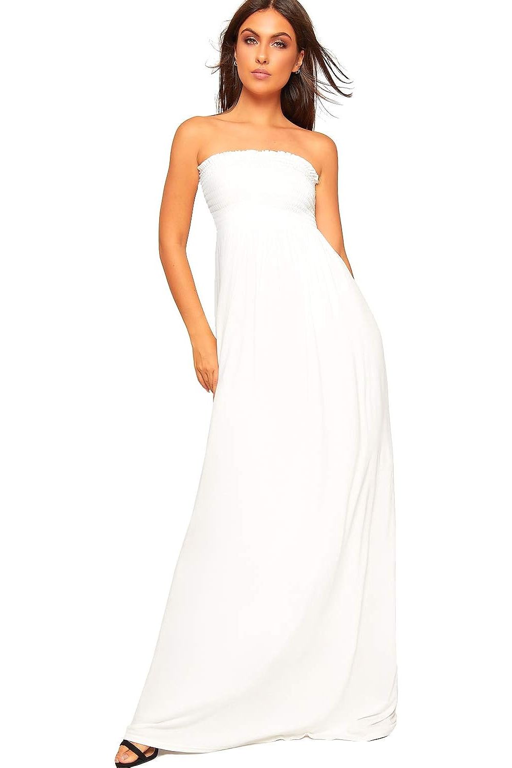 Strapless Sheering Maxi Dress Maxi Cardigan WearAll Cream 8-10