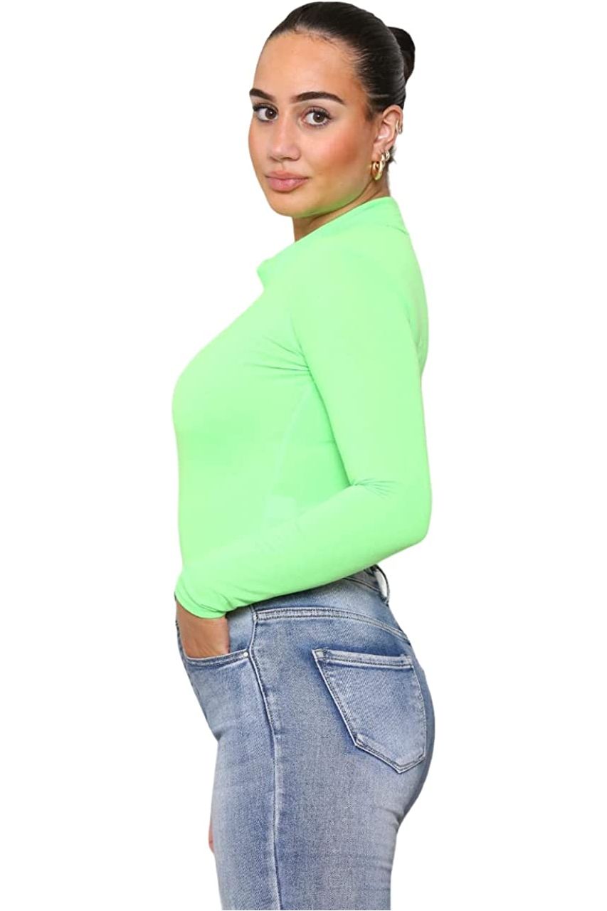 Plain Neon Long sleeve Turtleneck Bodysuit Bodysuit WearAll
