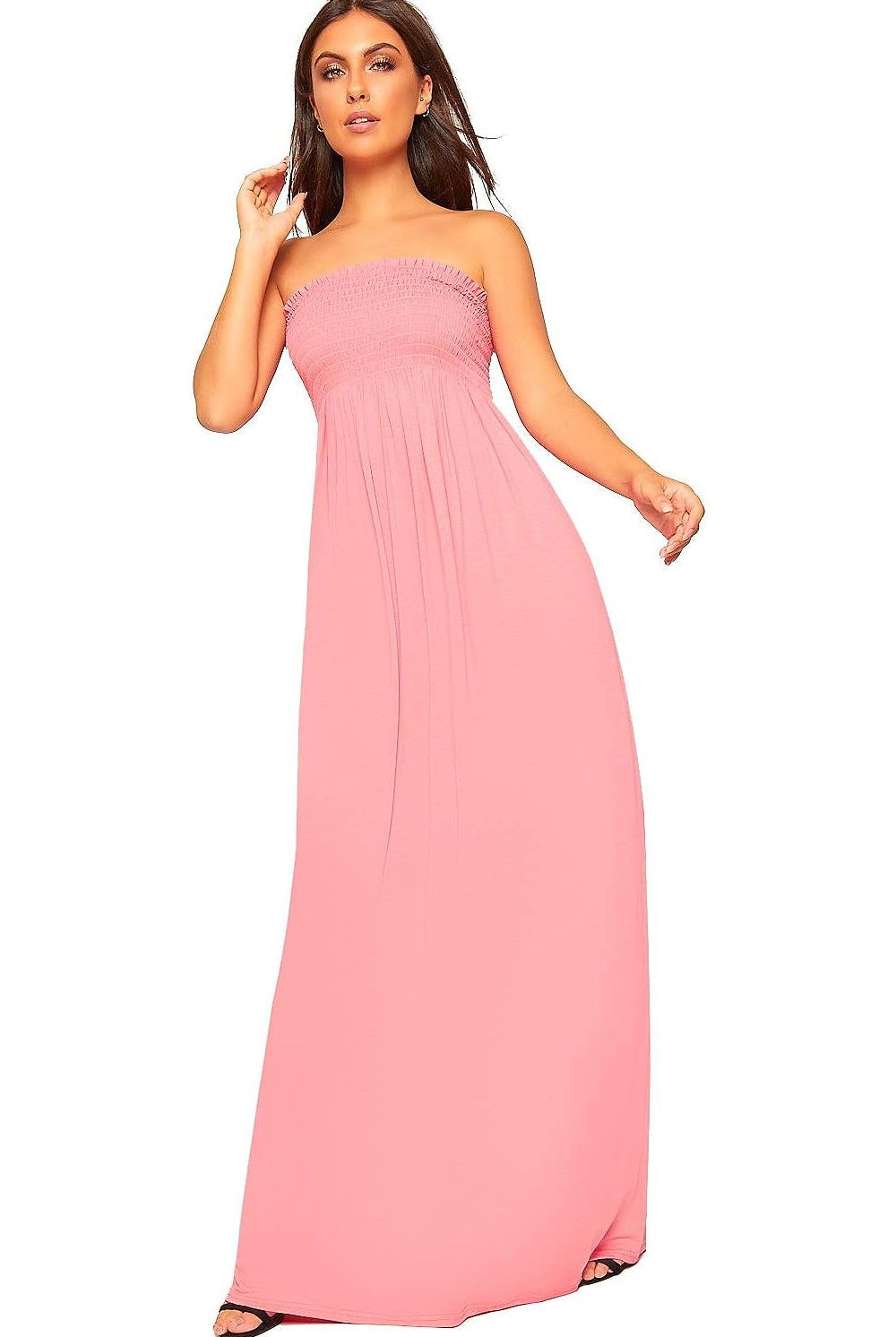 Strapless Sheering Maxi Dress Maxi Cardigan WearAll Coral 8-10