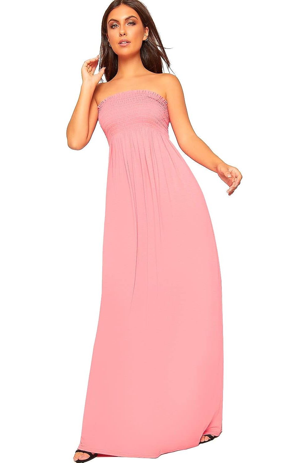 Strapless Sheering Maxi Dress Maxi Cardigan WearAll Coral 8-10