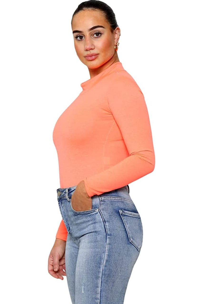 Plain Neon Long sleeve Turtleneck Bodysuit Bodysuit WearAll