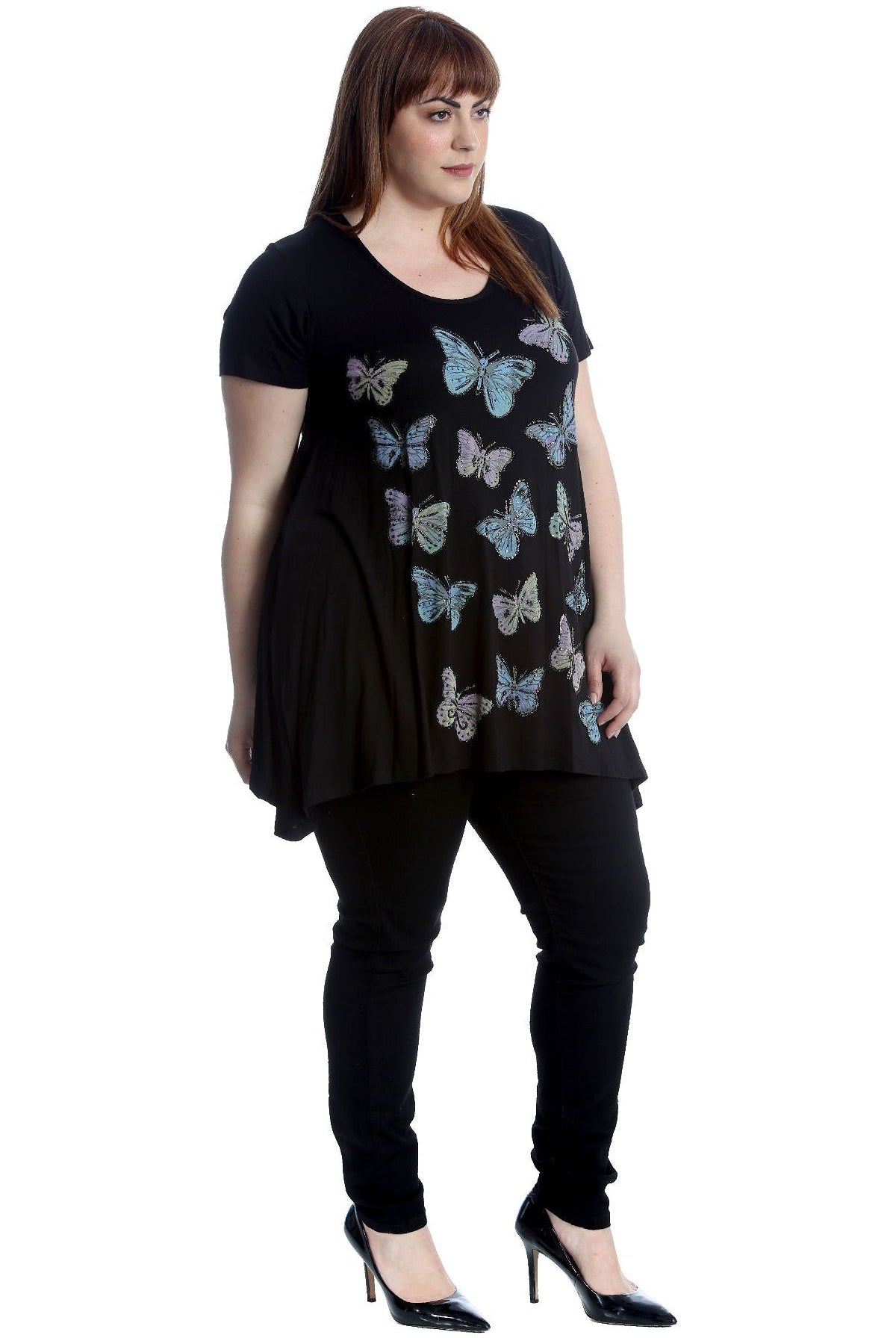 Butterfly Hanky Hem Short Sleeve Top Apparel & Accessories WearAll