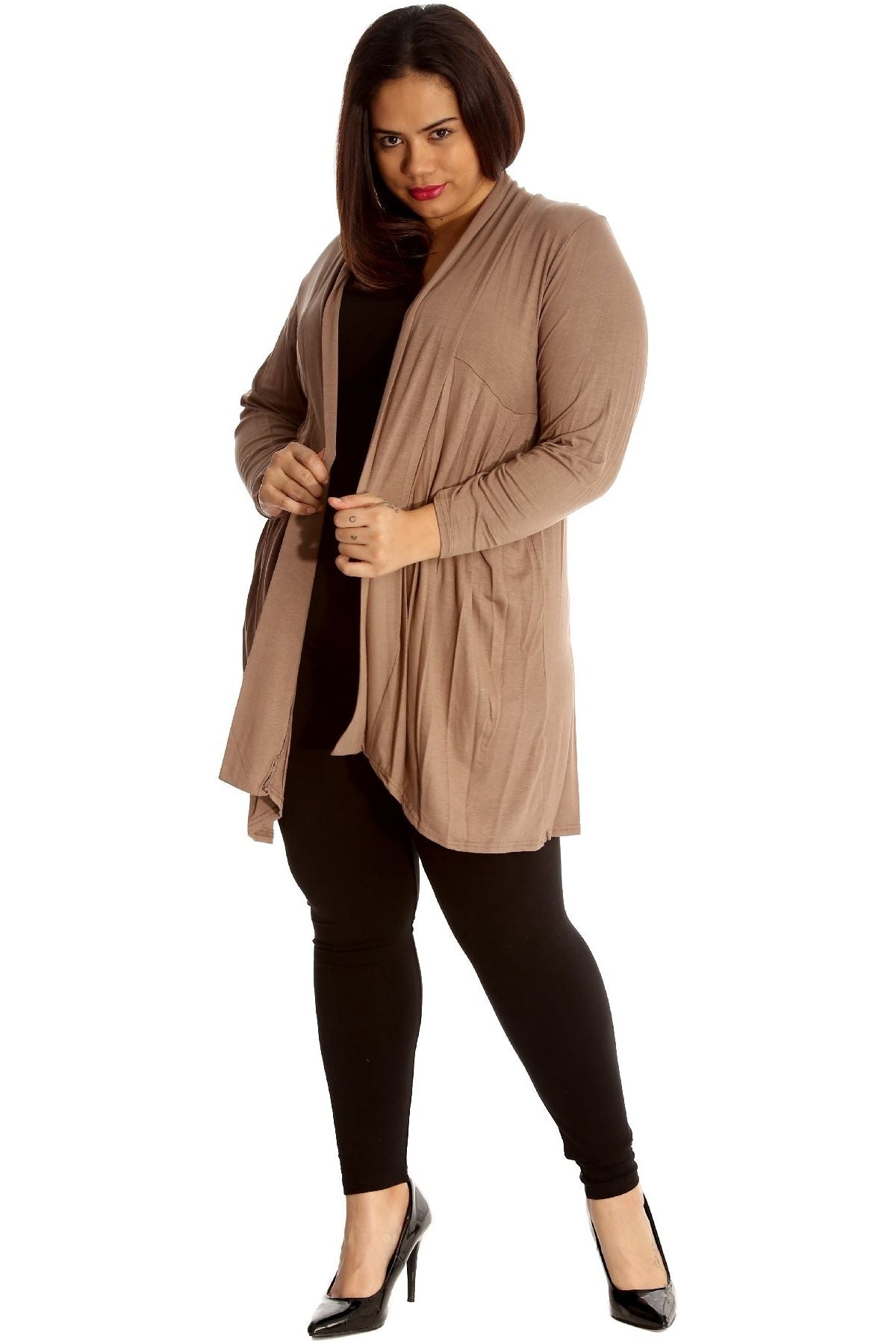 Plus Size Lace Back Open Pleated Cardigan Maxi Cardigan WearAll