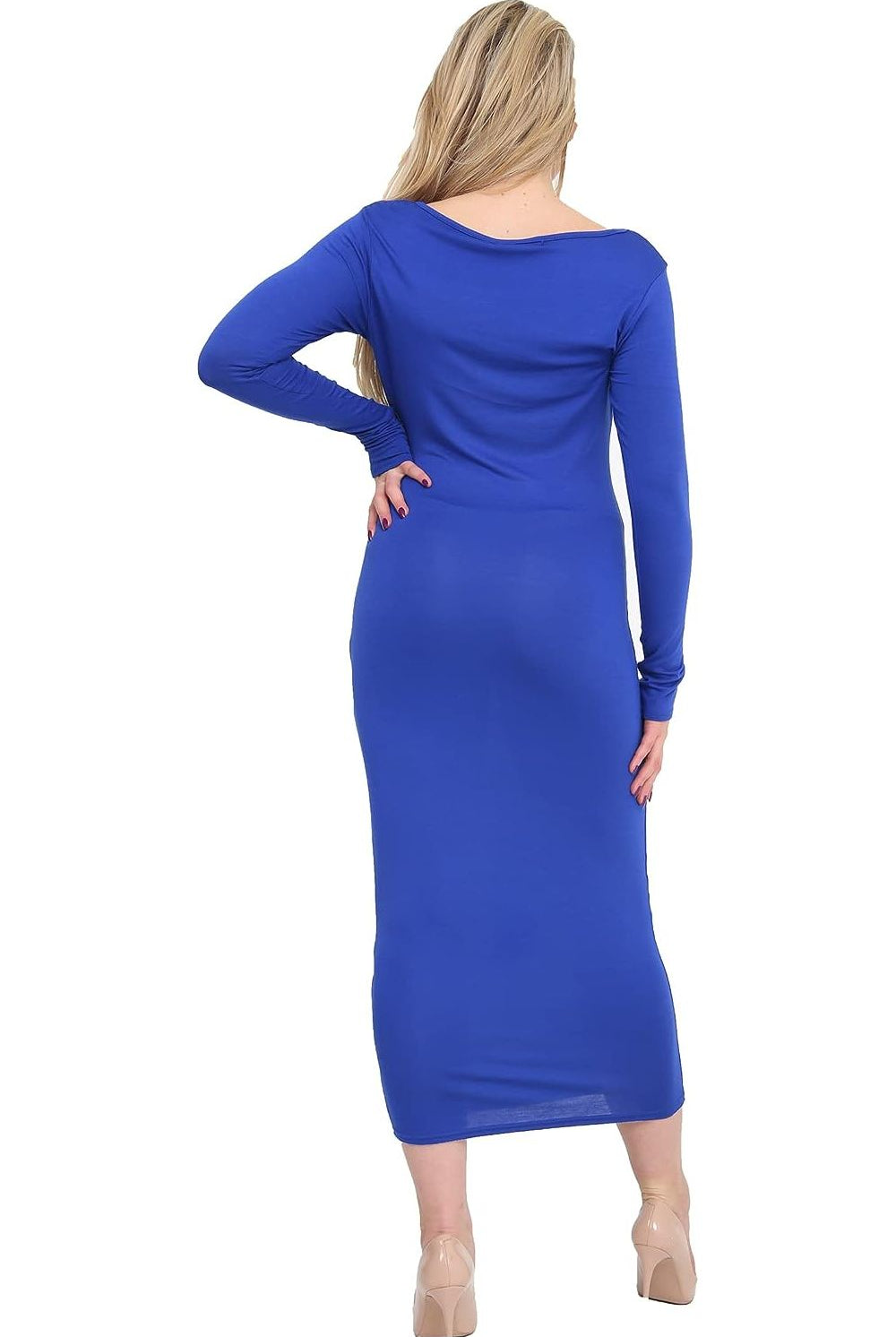 Plus Size Bodycon Stretch Plain Midi Dress Dress WearAll