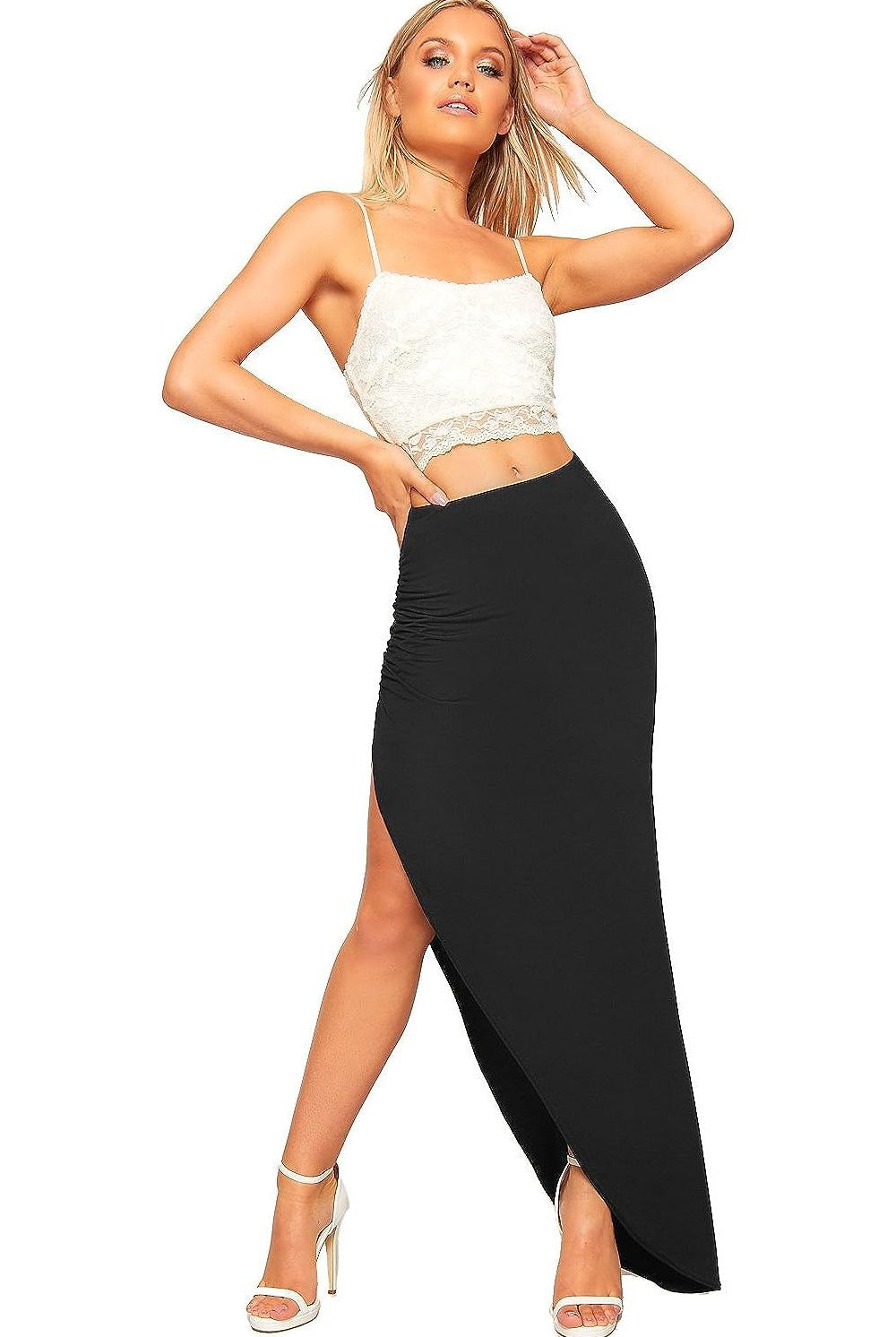 Side Split Slit Maxi Skirt Apparel & Accessories WearAll Black 8-10