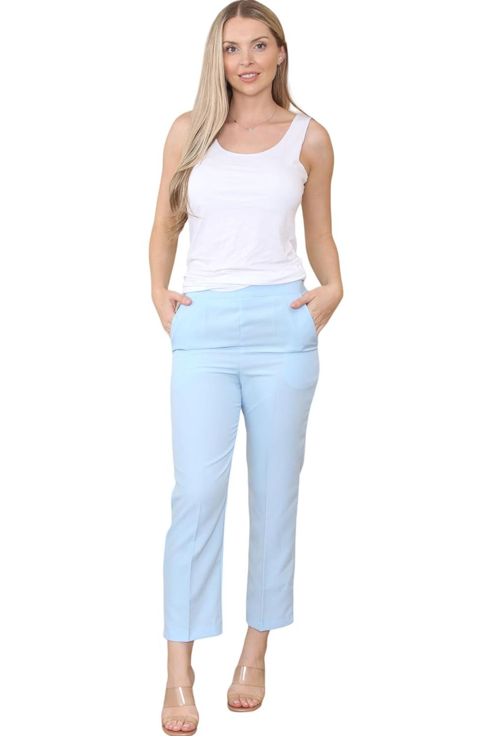 Half Elasticated Pocket Trouser - Brown, Grey, Light Blue Trousers WearAll