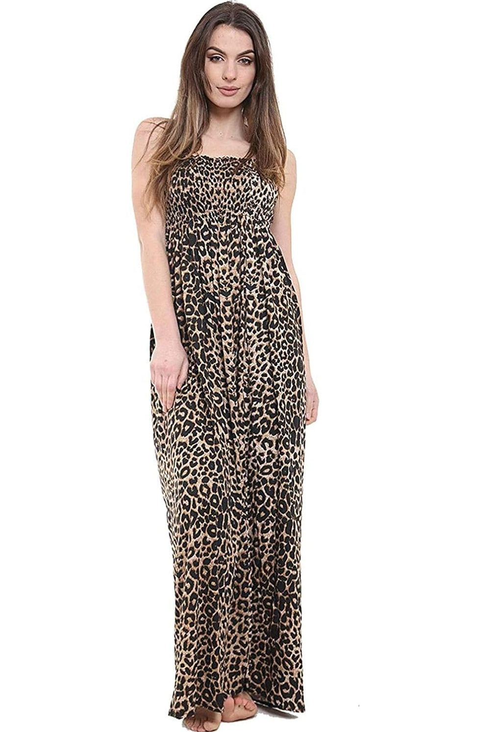 Plus Size Leopard Print Strapless Sheering Maxi Maxi Cardigan WearAll Leopard 16-18