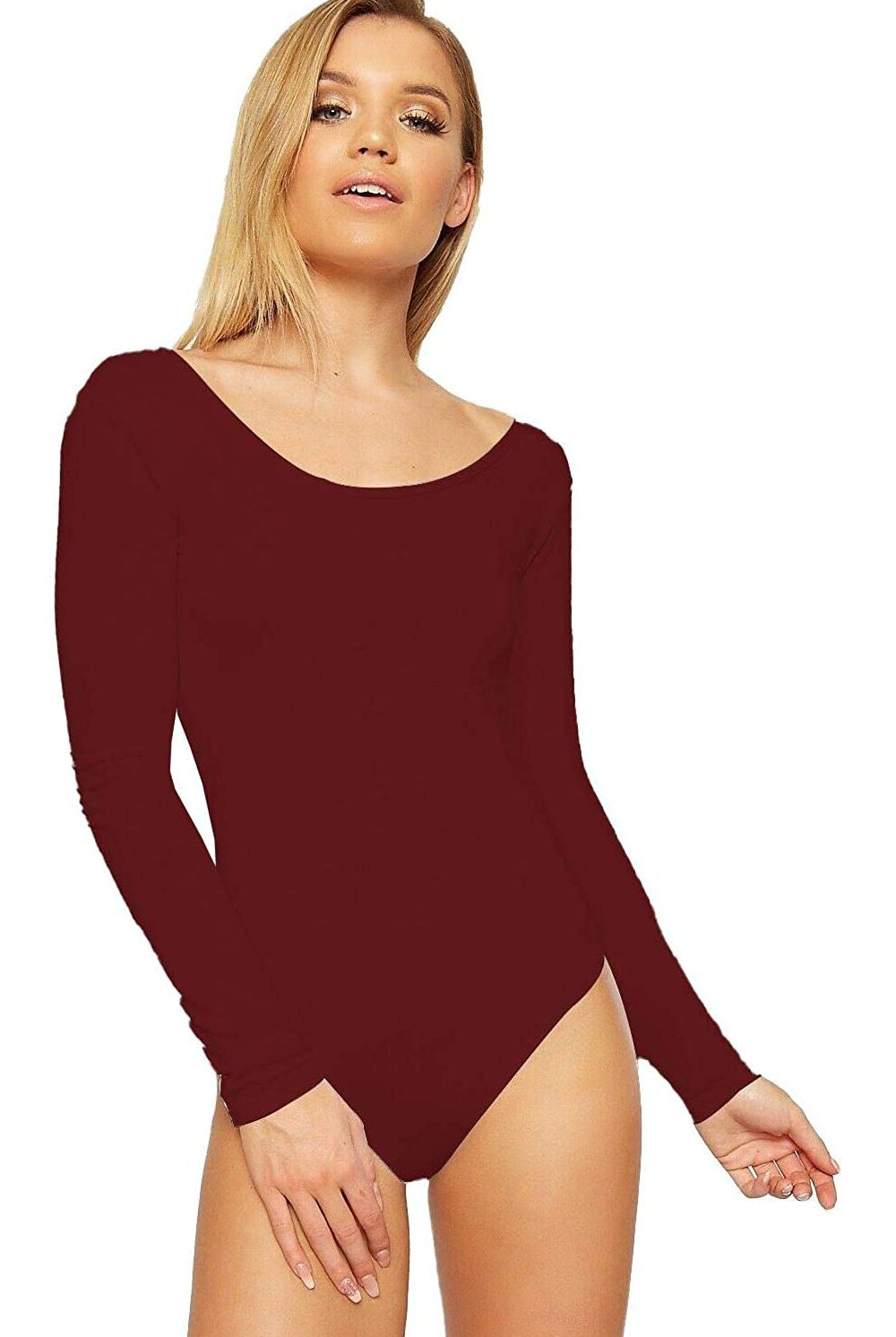 Annabelle Plain Long Sleeve Bodysuit Bodysuit WearAll Wine 8-10