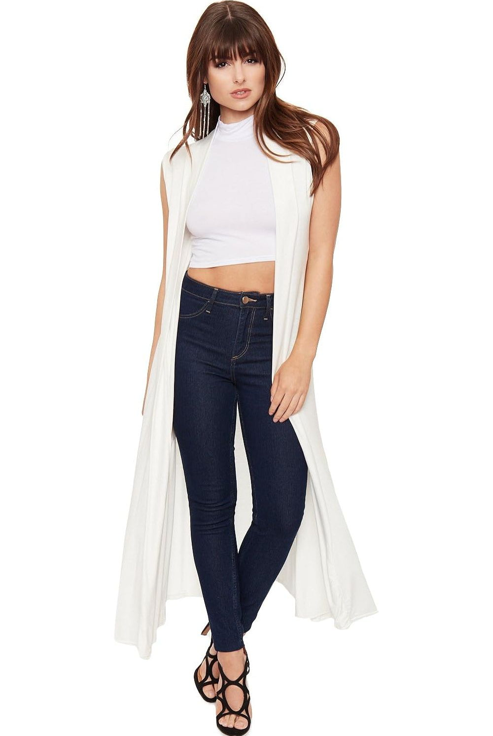 Sleeveless Maxi Cardigan Maxi Cardigan WearAll Cream 12-14