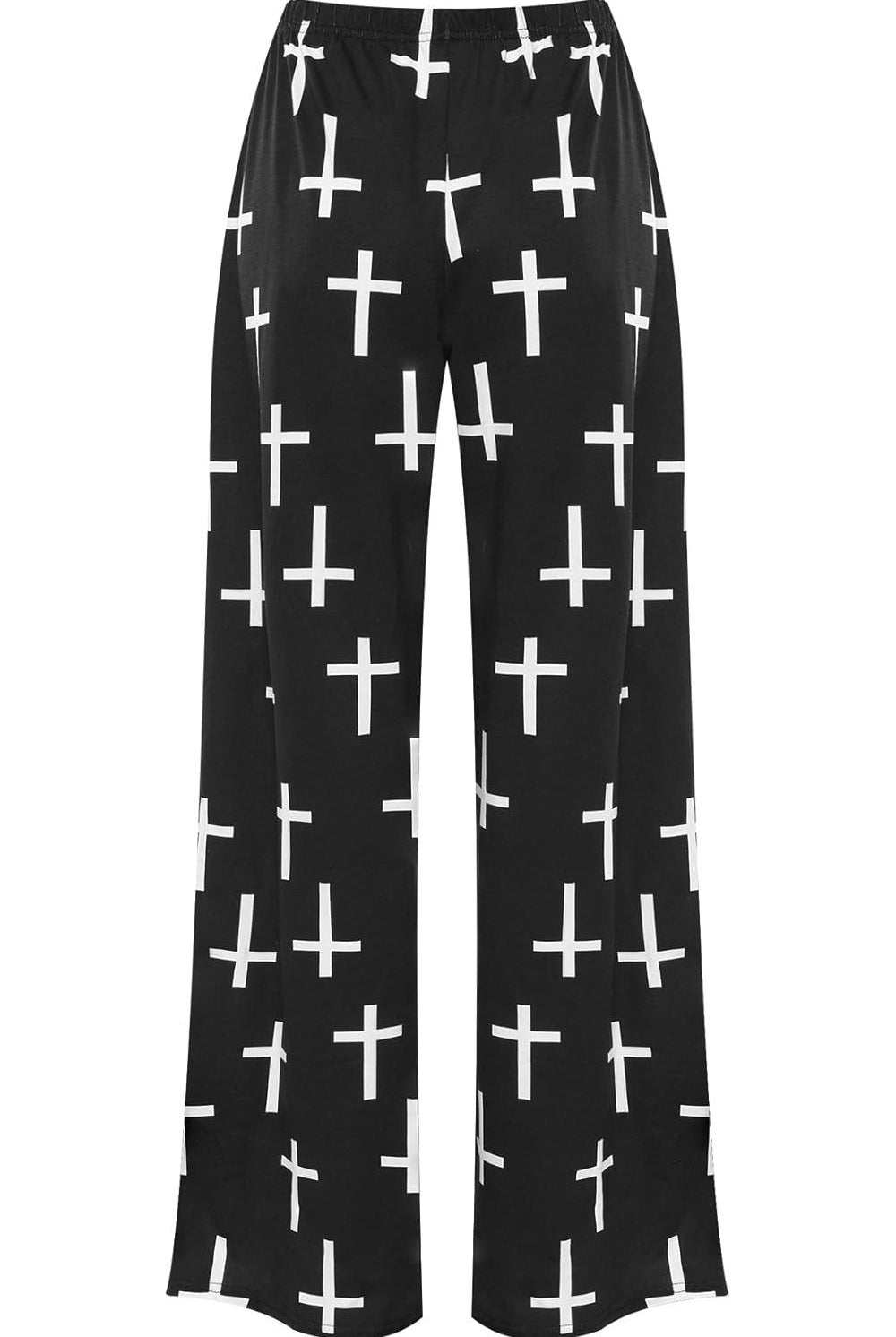 Plus Size Black Cross Print Palazzo Trouser Palazzo WearAll