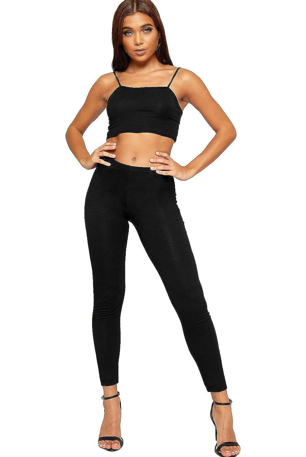 Plain Long Leggings Leggings WearAll Black 8-10