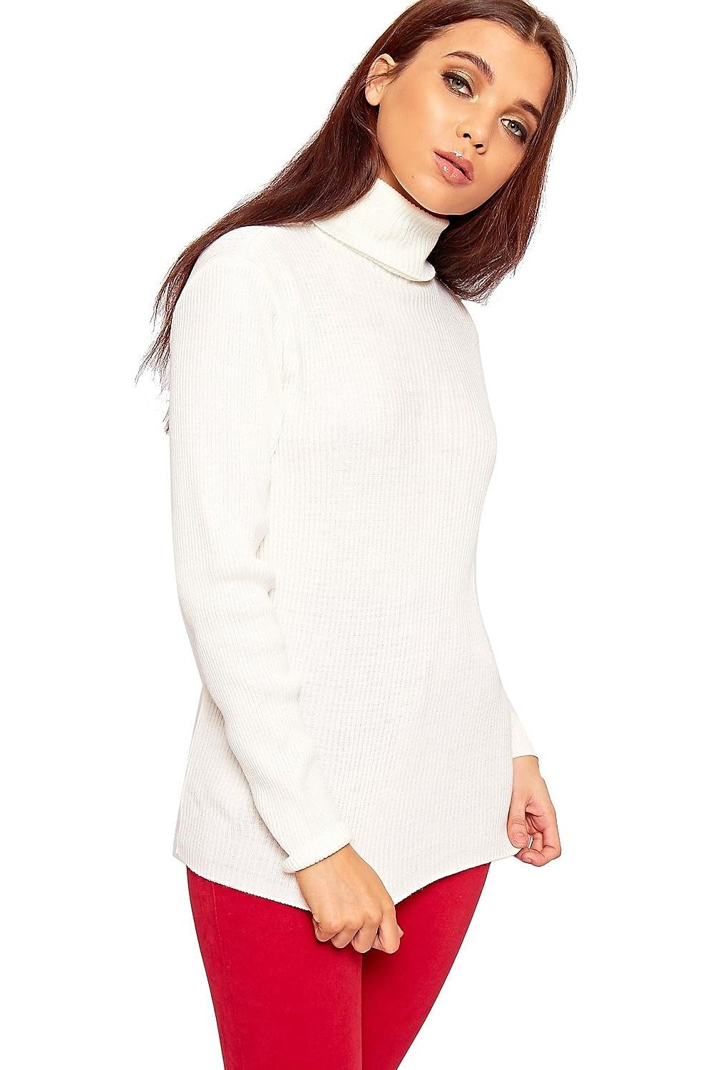 Polo Neck Knitted Top Tops WearAll