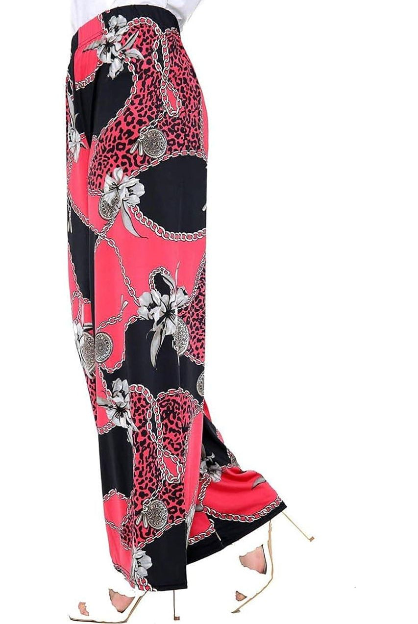 Red Leopard Chain Print Palazzo Trouser Palazzo WearAll