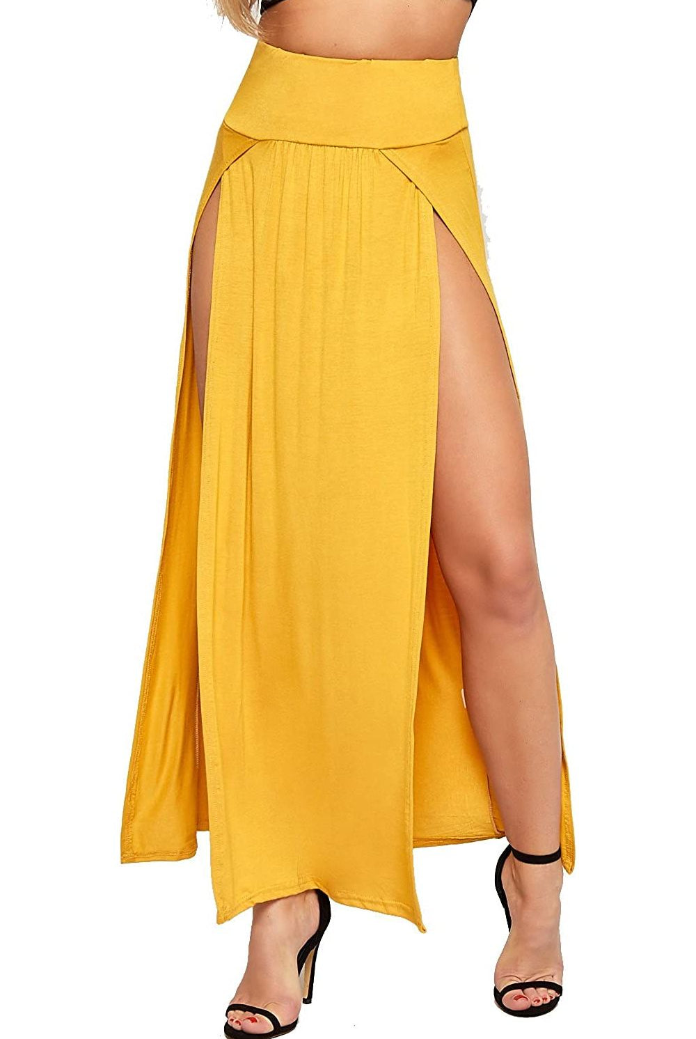 Petite Double Split Beach Sarong Skirt Skirt WearAll Mustard 8-10
