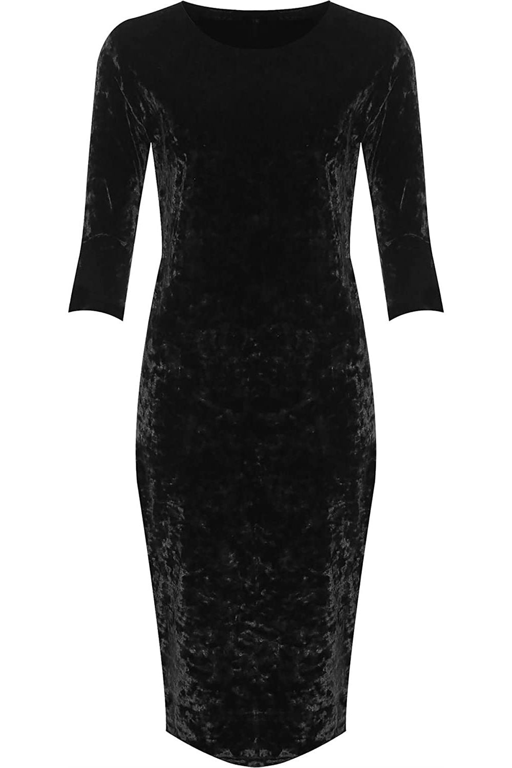 Plus Size Crushed Velour Velvet Bodycon Dress Dress WearAll Black 14