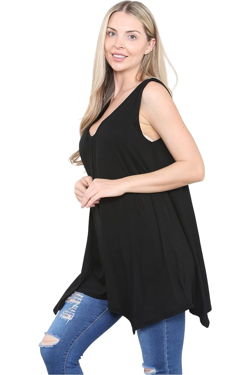 Sleeveless Hanky Hem Vest Top Apparel & Accessories WearAll