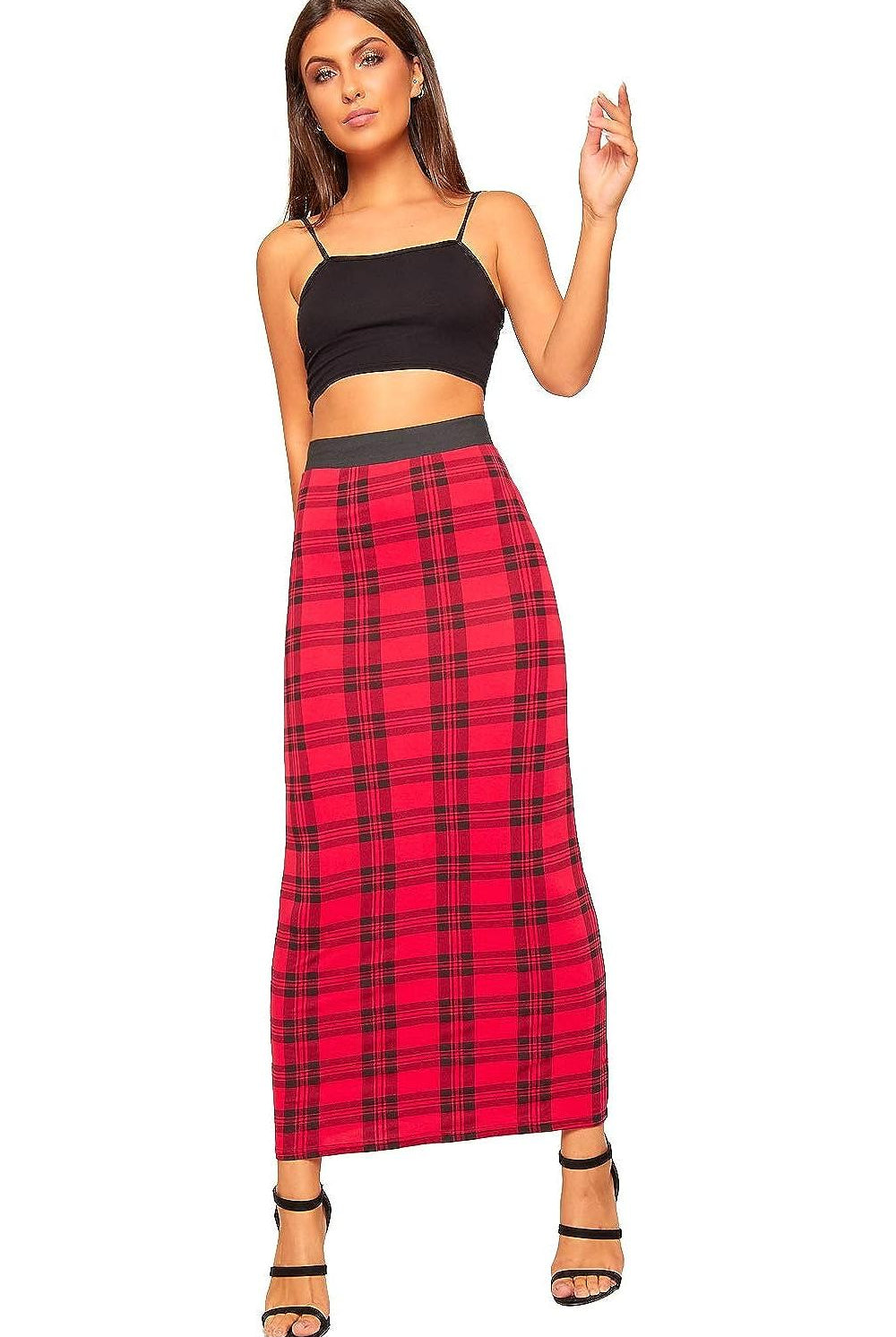 Plus Size High Waist Stretch Long Maxi Skirt