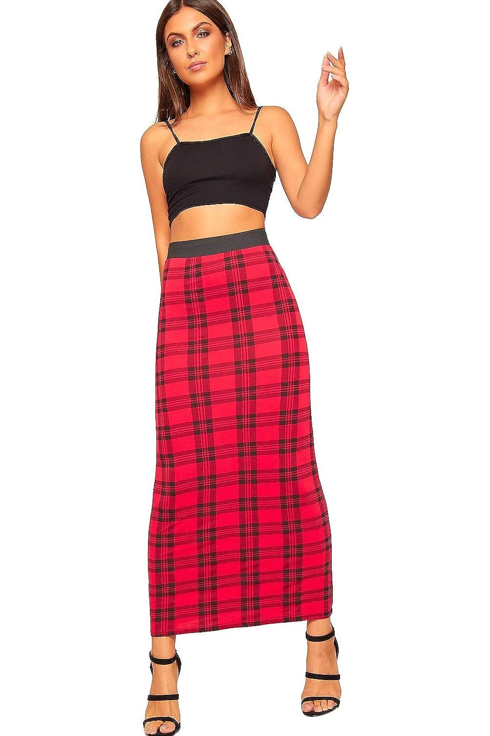 Plus Size High Waist Stretch Long Maxi Skirt