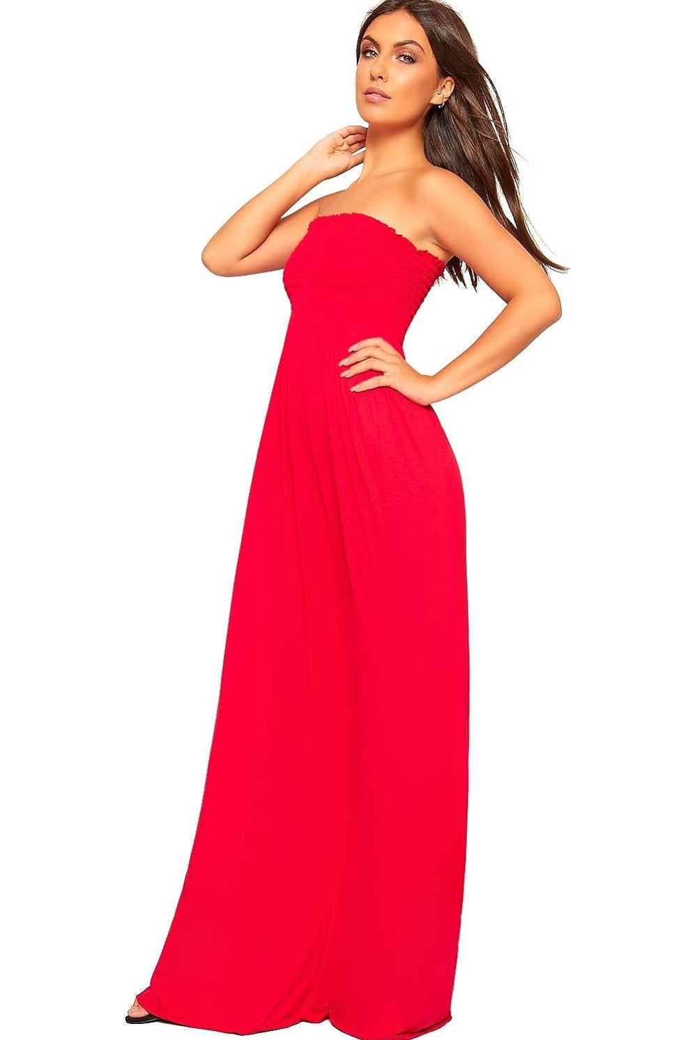 Plus Size Strapless Sheering Maxi Dress Maxi Cardigan WearAll