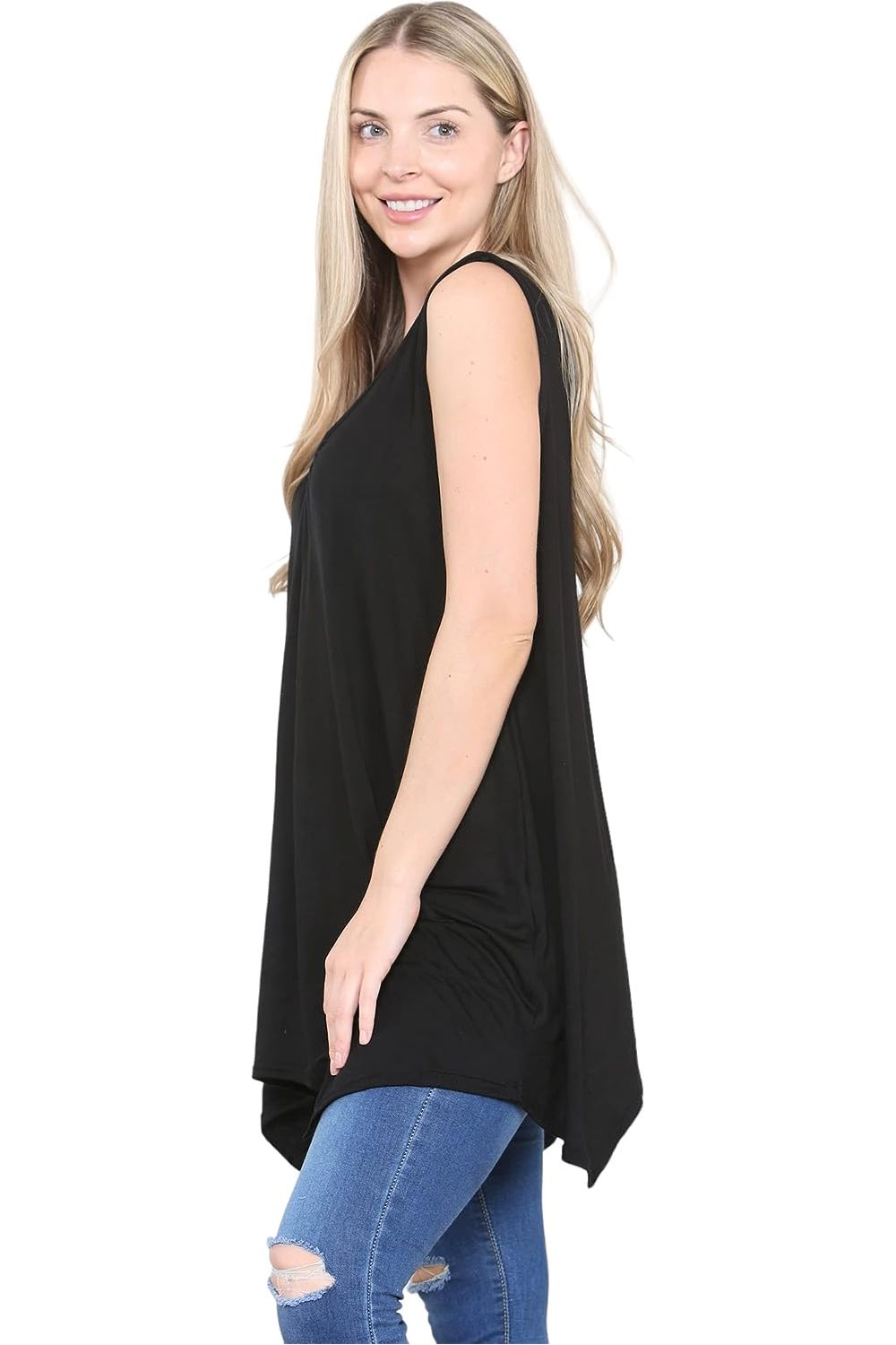 Sleeveless Hanky Hem Vest Top Apparel & Accessories WearAll