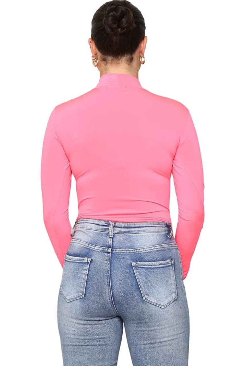 Plain Neon Long sleeve Turtleneck Bodysuit Bodysuit WearAll
