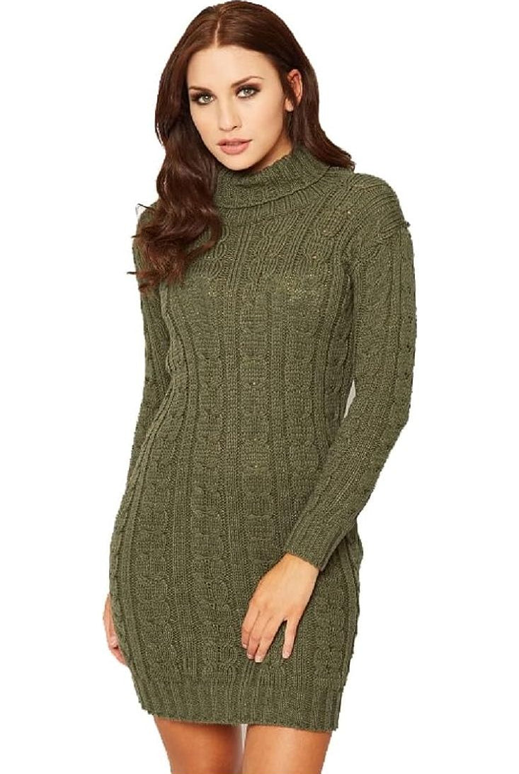 Polo High Neck Cable Knitted Jumper Dress Dress WearAll