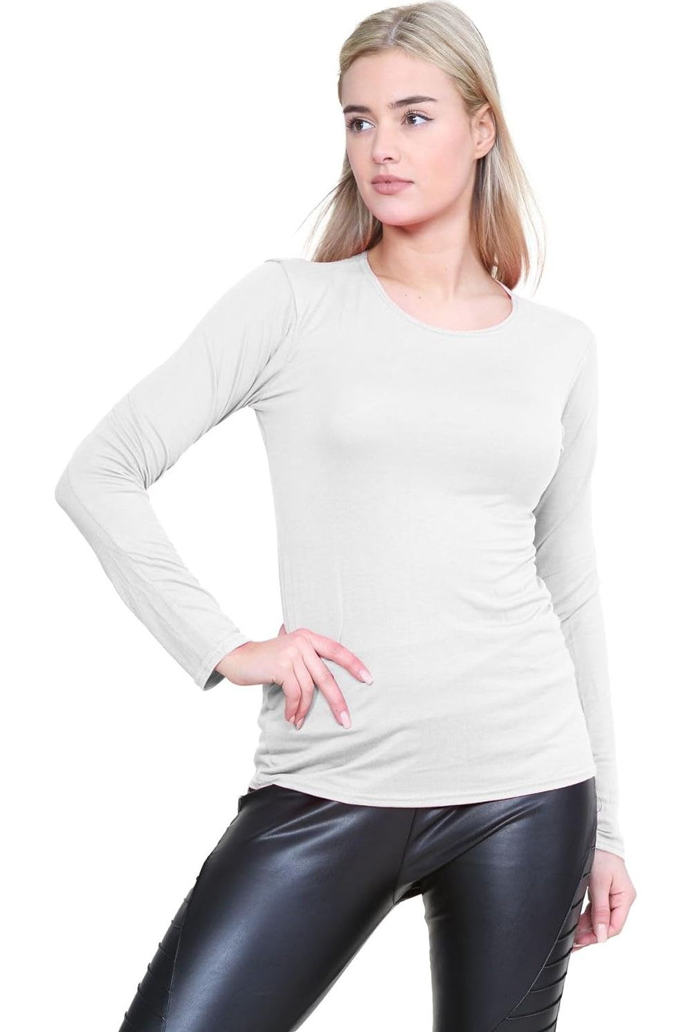 Long Sleeve T-Shirt Top Tops WearAll Cream 8-10