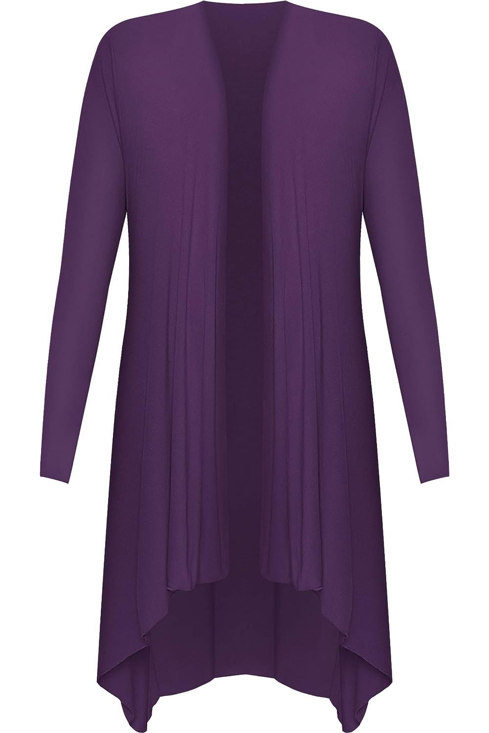 Open Front Hanky Hem Longsleeve Cardigan cardigan WearAll Purple 14