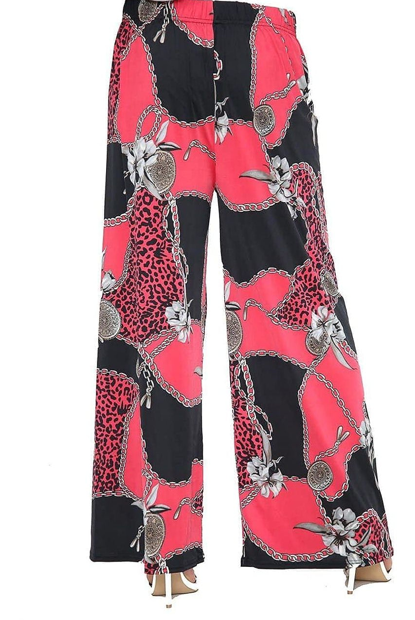 Red Leopard Chain Print Palazzo Trouser Palazzo WearAll