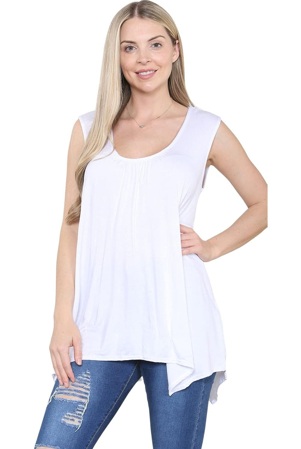 Sleeveless Hanky Hem Vest Top