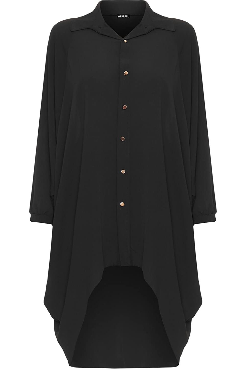 Plus Size Long Sleeve Hi Lo Button Collar Dress Dress WearAll