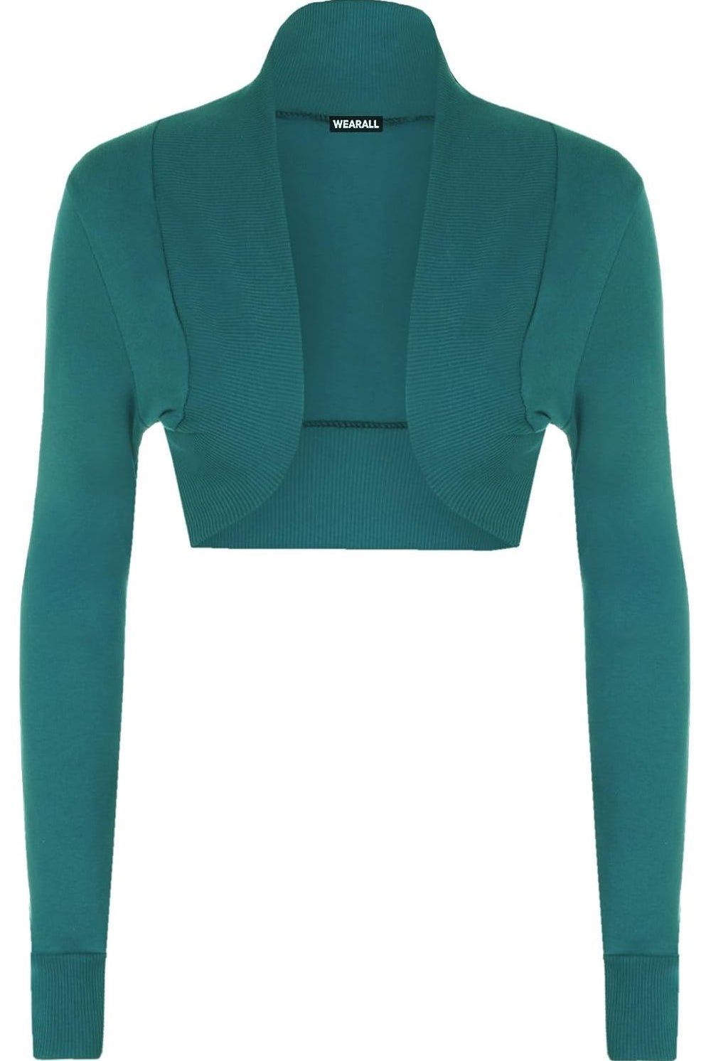 Long Sleeve Ribbed Bolero Shrug Tops WearAll Teal 8-10