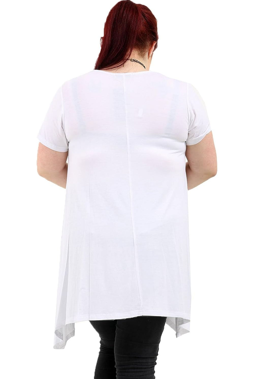 Owl Diamante Stud Hanky Hem Short Sleeve Top Apparel & Accessories WearAll