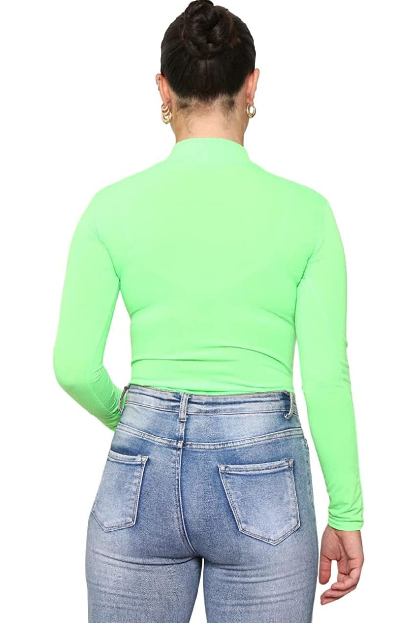Plain Neon Long sleeve Turtleneck Bodysuit Bodysuit WearAll