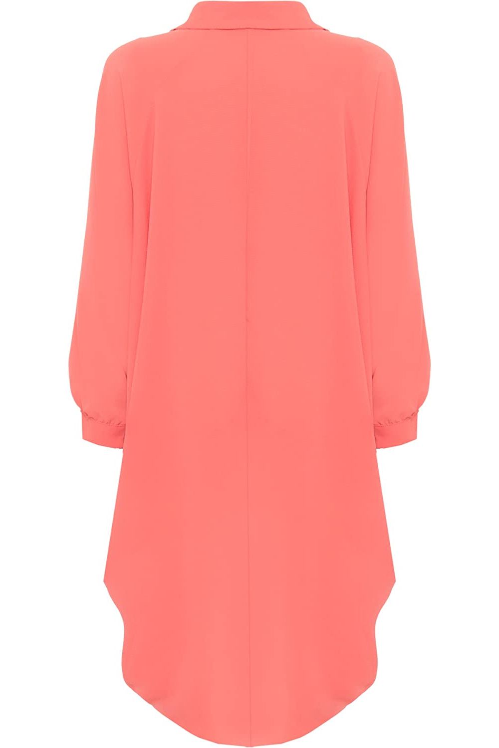 Plus Size Long Sleeve Hi Lo Button Collar Dress Dress WearAll