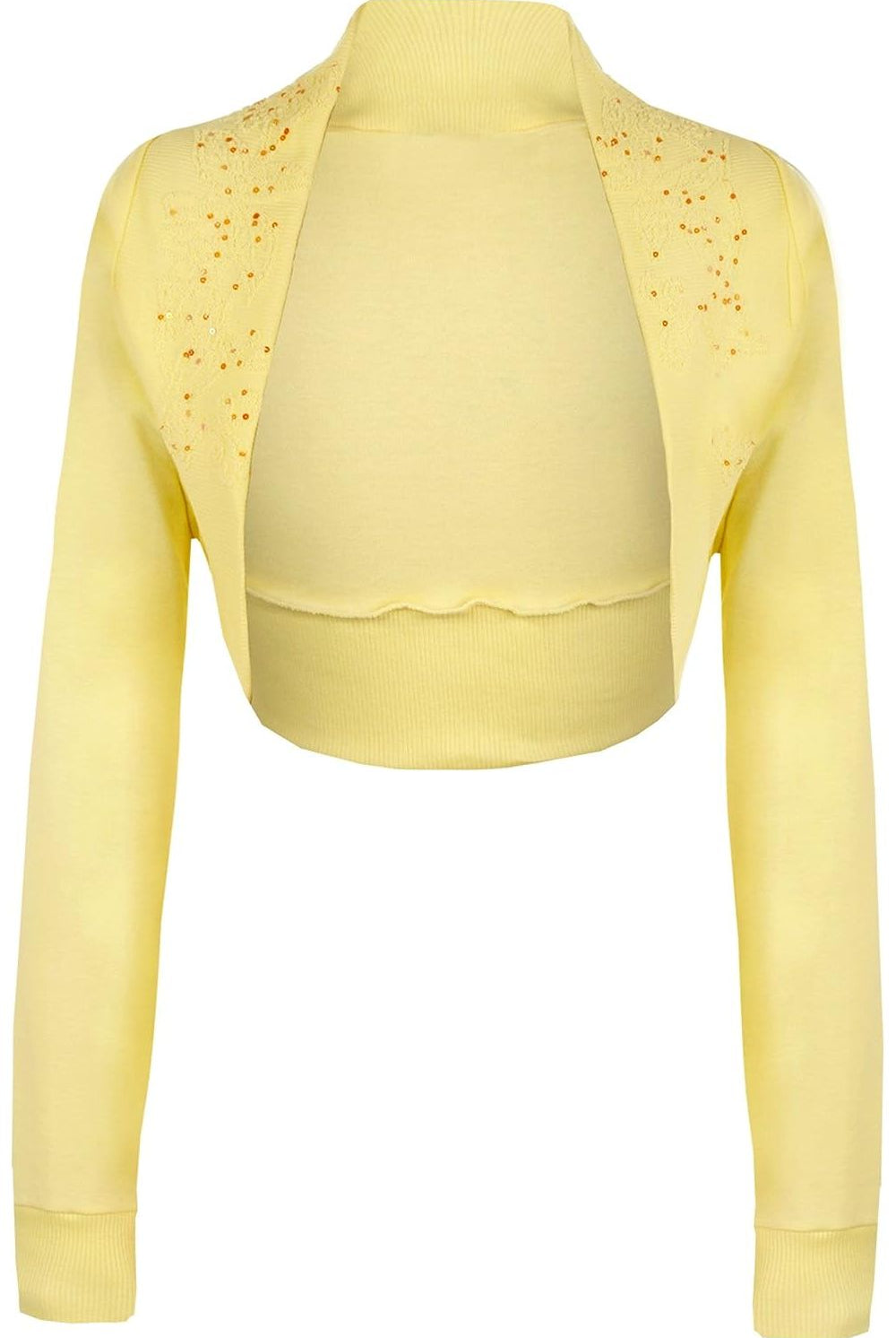 Long Sleeve Beaded Bolero Shrug Tops WearAll Yellow 8-10